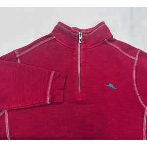 Tommy Bahama Quarter Zip Pullover Mens M Pima Cotton Sweatshirt Resort Nautical